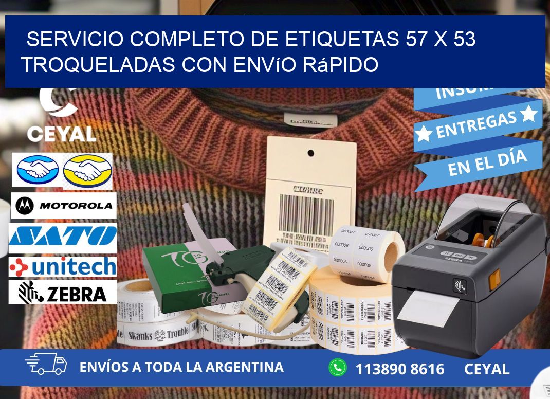 Servicio completo de etiquetas 57 x 53 troqueladas con envío rápido