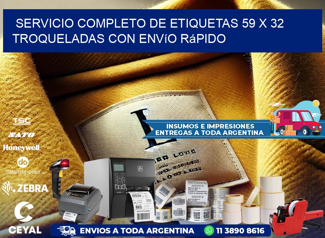 Servicio completo de etiquetas 59 x 32 troqueladas con envío rápido