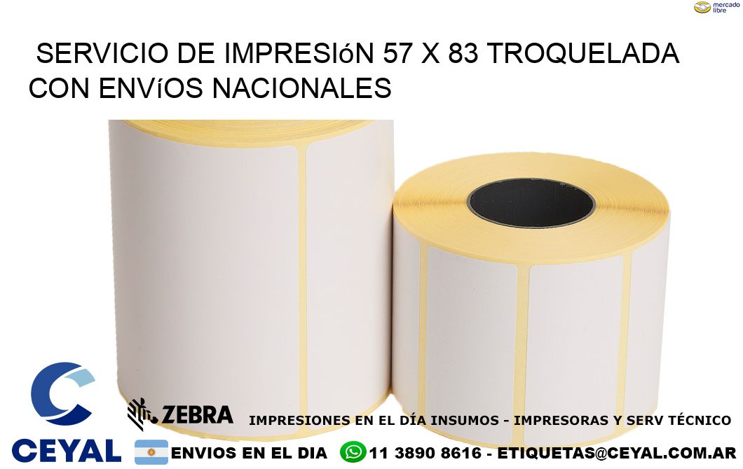 Servicio de impresión 57 x 83 troquelada con envíos nacionales