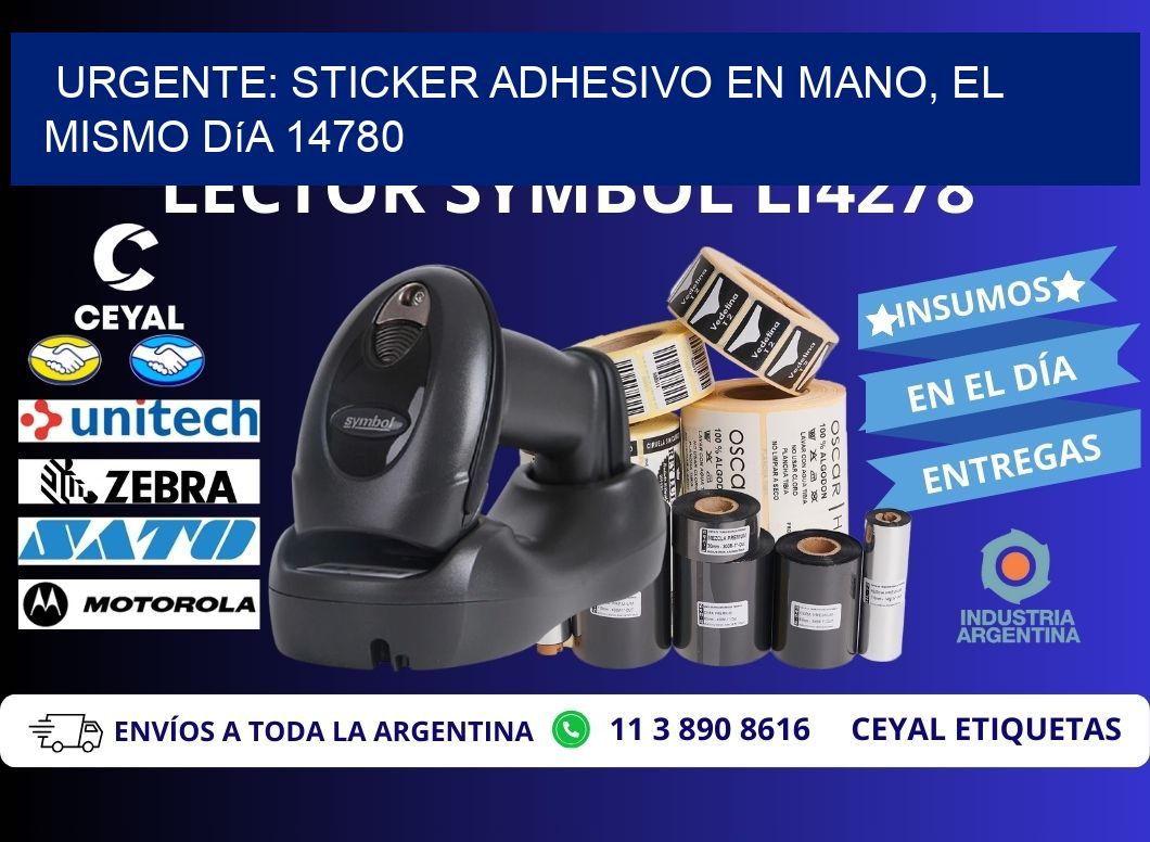 Urgente: Sticker adhesivo en Mano, el Mismo Día 14780