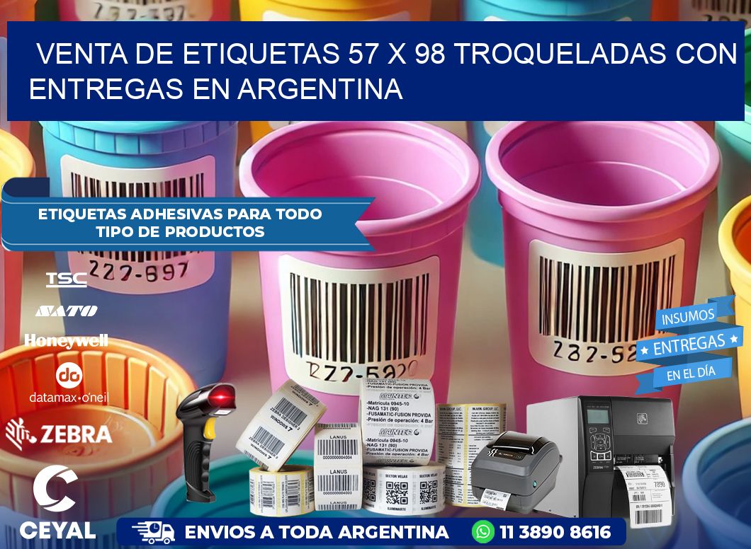 Venta de etiquetas 57 x 98 troqueladas con entregas en Argentina