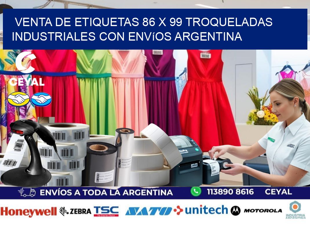 Venta de etiquetas 86 x 99 troqueladas industriales con envíos Argentina