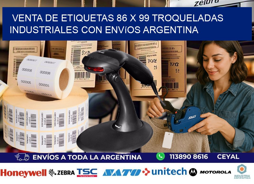 Venta de etiquetas 86 x 99 troqueladas industriales con envíos Argentina