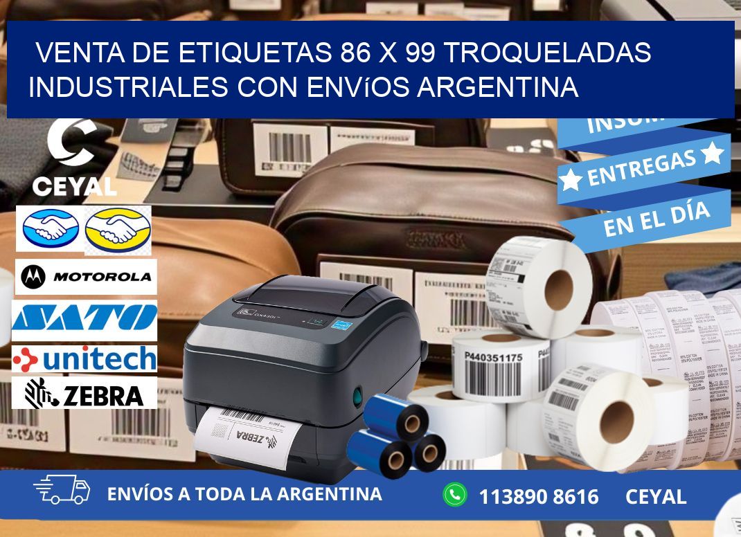 Venta de etiquetas 86 x 99 troqueladas industriales con envíos Argentina