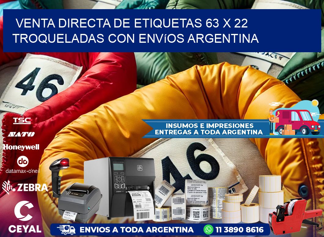 Venta directa de etiquetas 63 x 22 troqueladas con envíos Argentina
