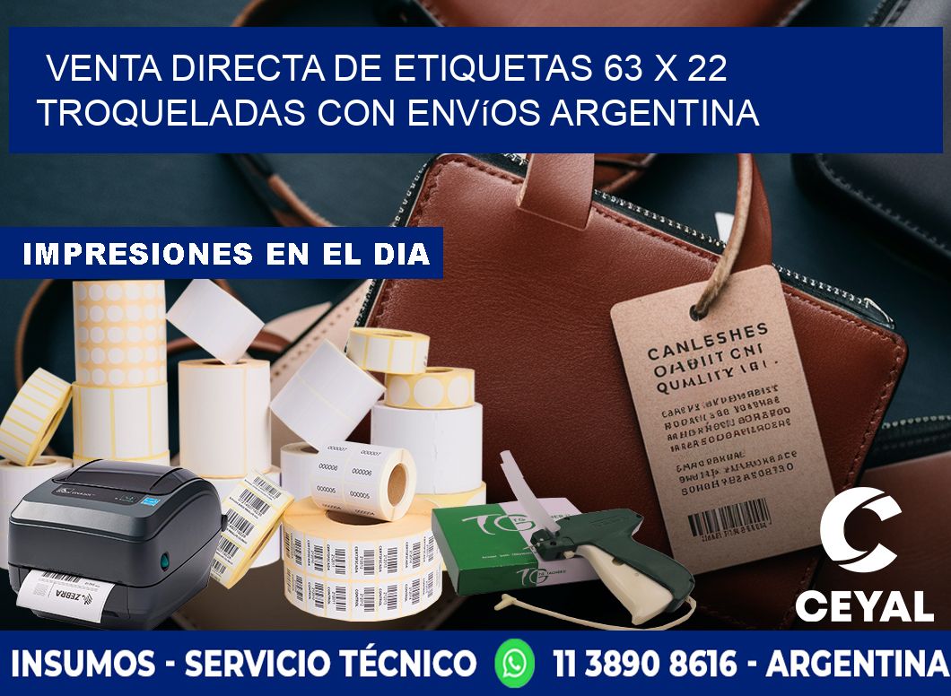 Venta directa de etiquetas 63 x 22 troqueladas con envíos Argentina