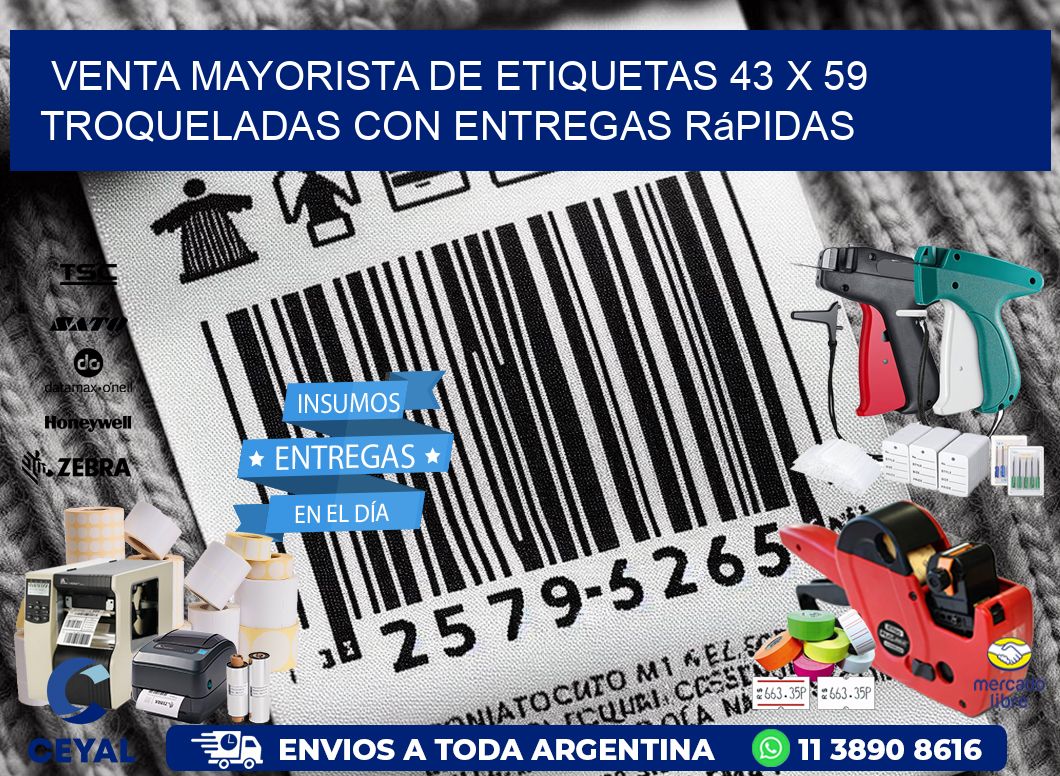Venta mayorista de etiquetas 43 x 59 troqueladas con entregas rápidas