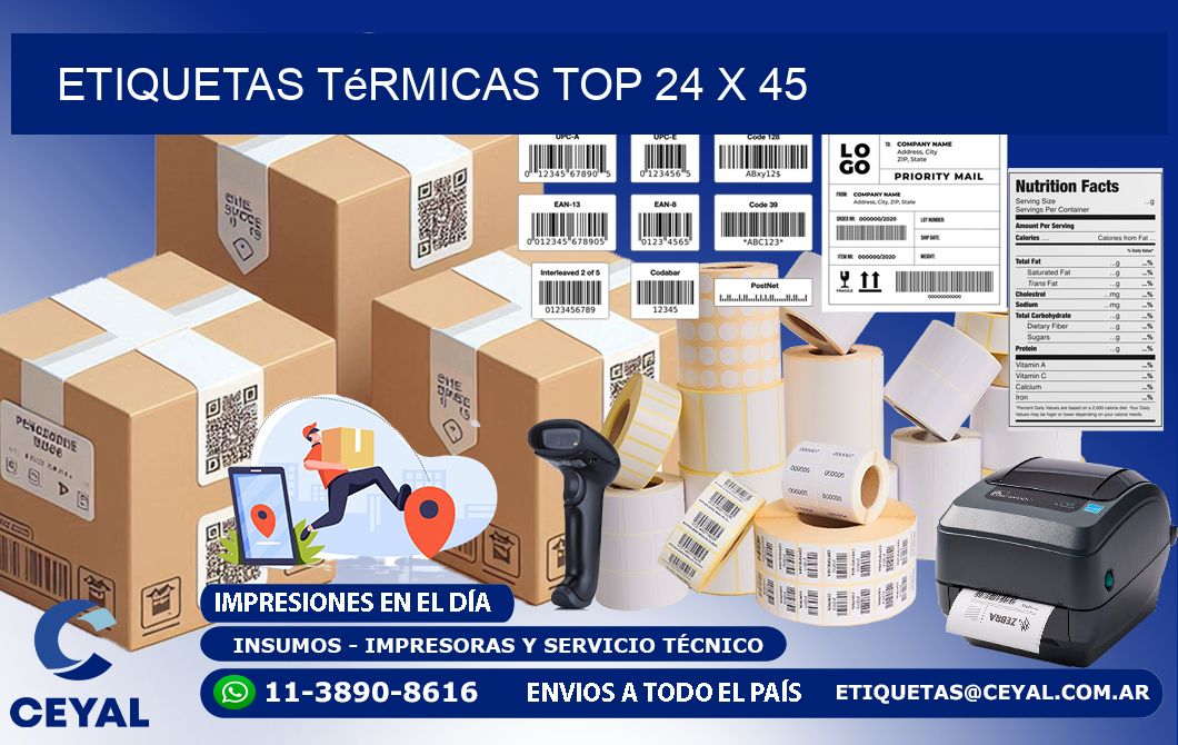 etiquetas Térmicas top 24 x 45