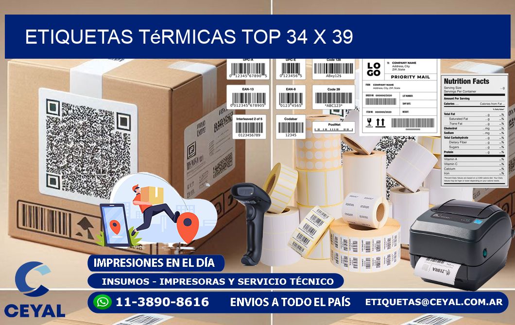 etiquetas Térmicas top 34 x 39