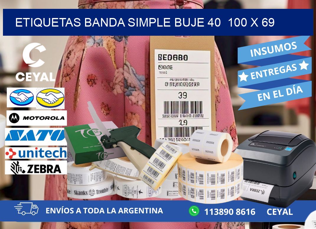 etiquetas banda simple buje 40  100 x 69