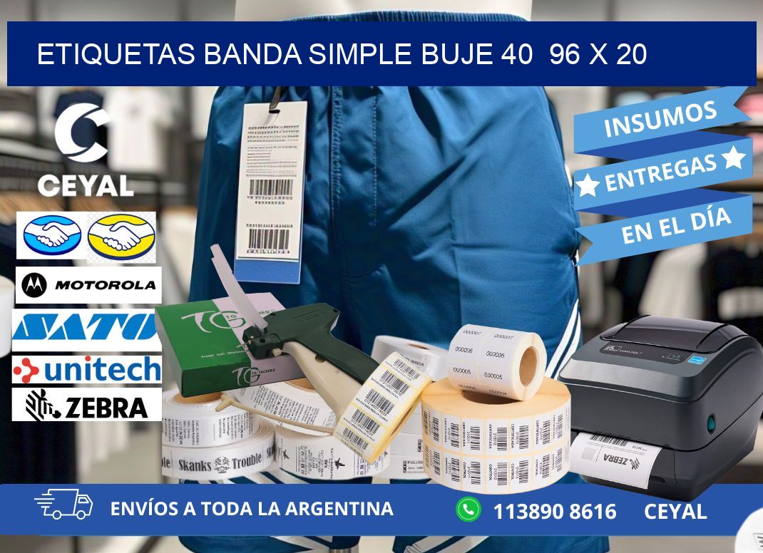 etiquetas banda simple buje 40  96 x 20