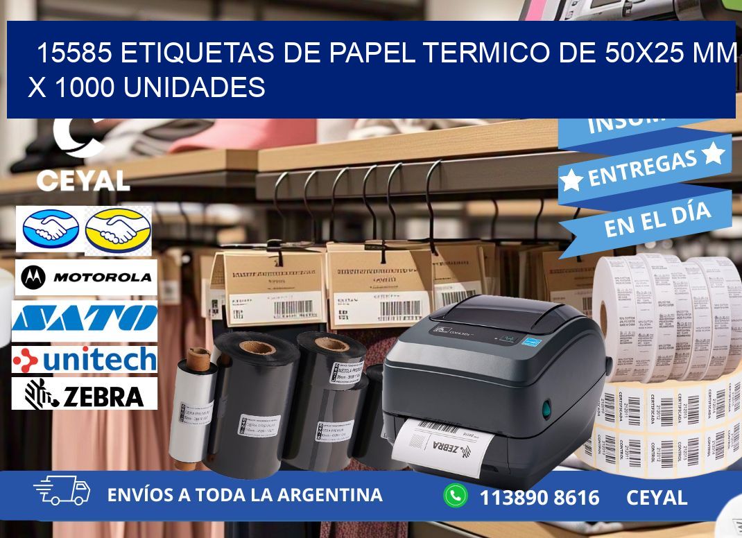 15585 Etiquetas De Papel Termico De 50x25 Mm X 1000 Unidades