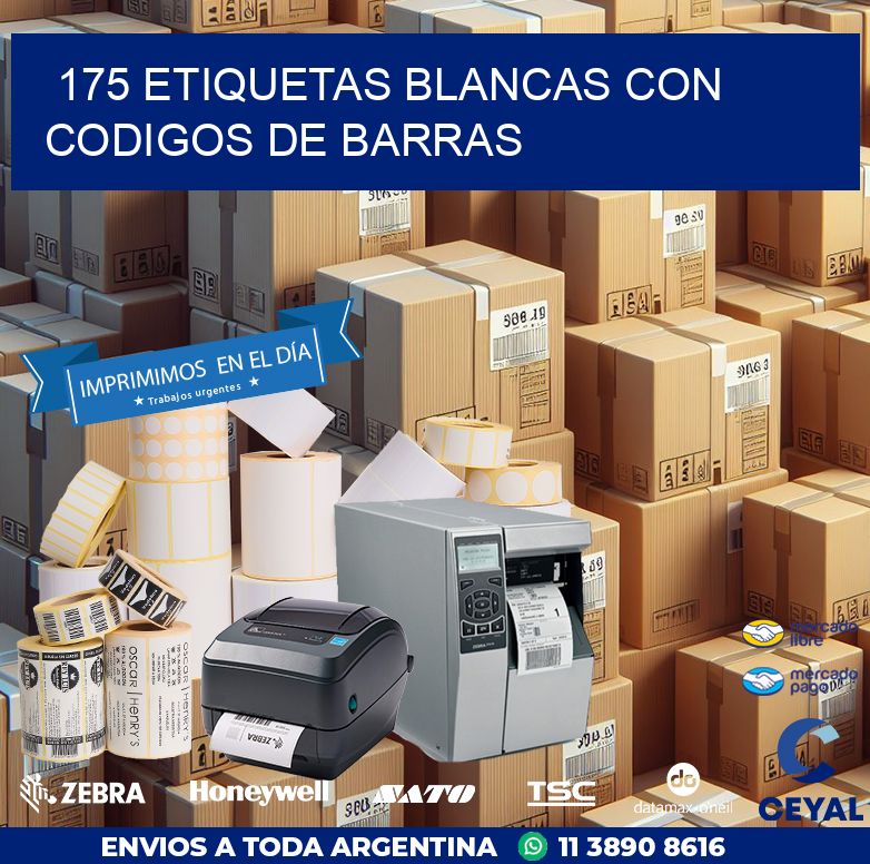 175 etiquetas blancas con codigos de barras