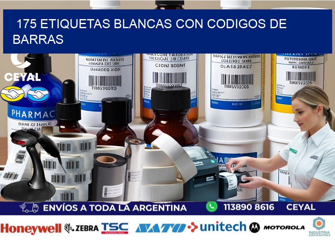 175 etiquetas blancas con codigos de barras