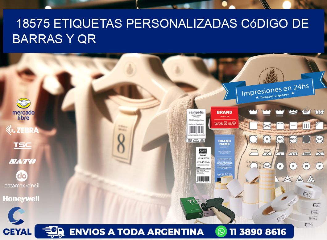 18575 etiquetas personalizadas código de barras y QR