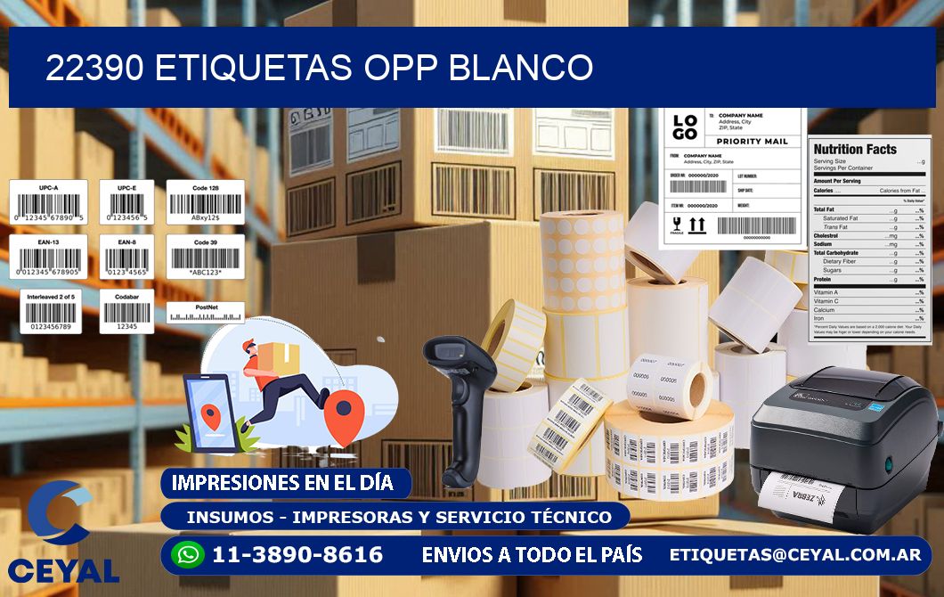 22390 etiquetas OPP blanco