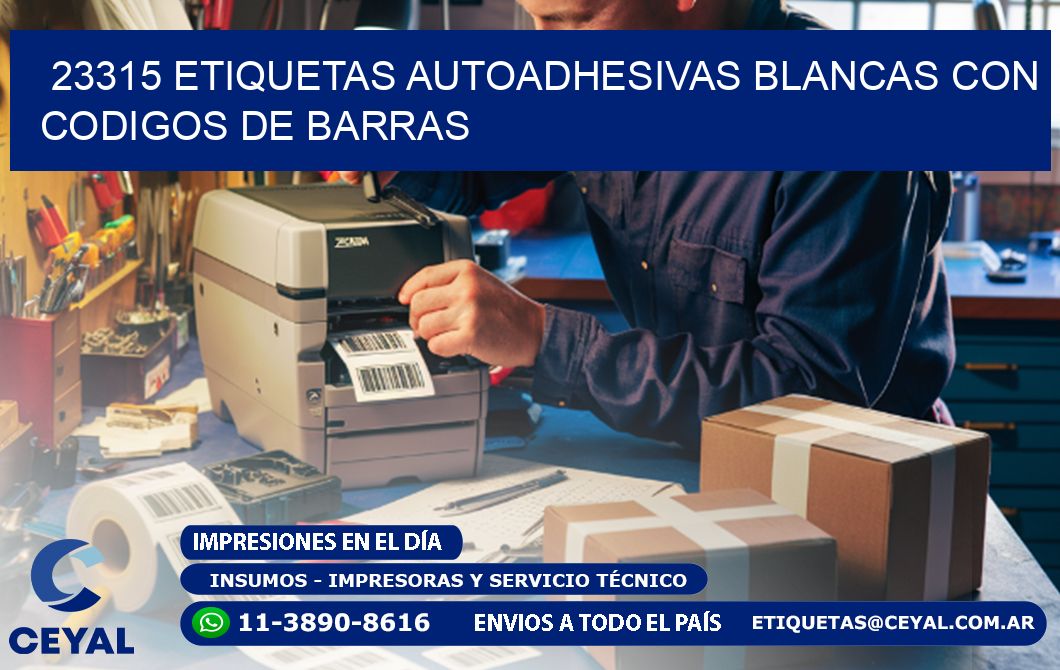 23315 etiquetas autoadhesivas blancas con codigos de barras