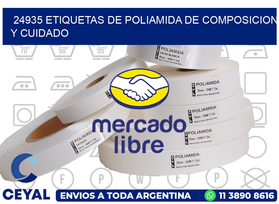 24935 etiquetas de poliamida de composicion y cuidado