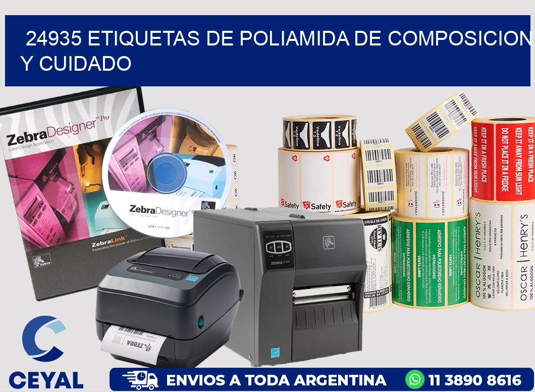 24935 etiquetas de poliamida de composicion y cuidado
