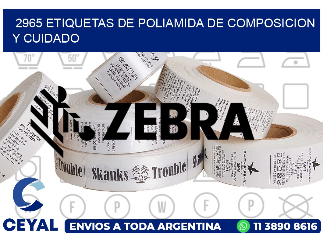 2965 etiquetas de poliamida de composicion y cuidado
