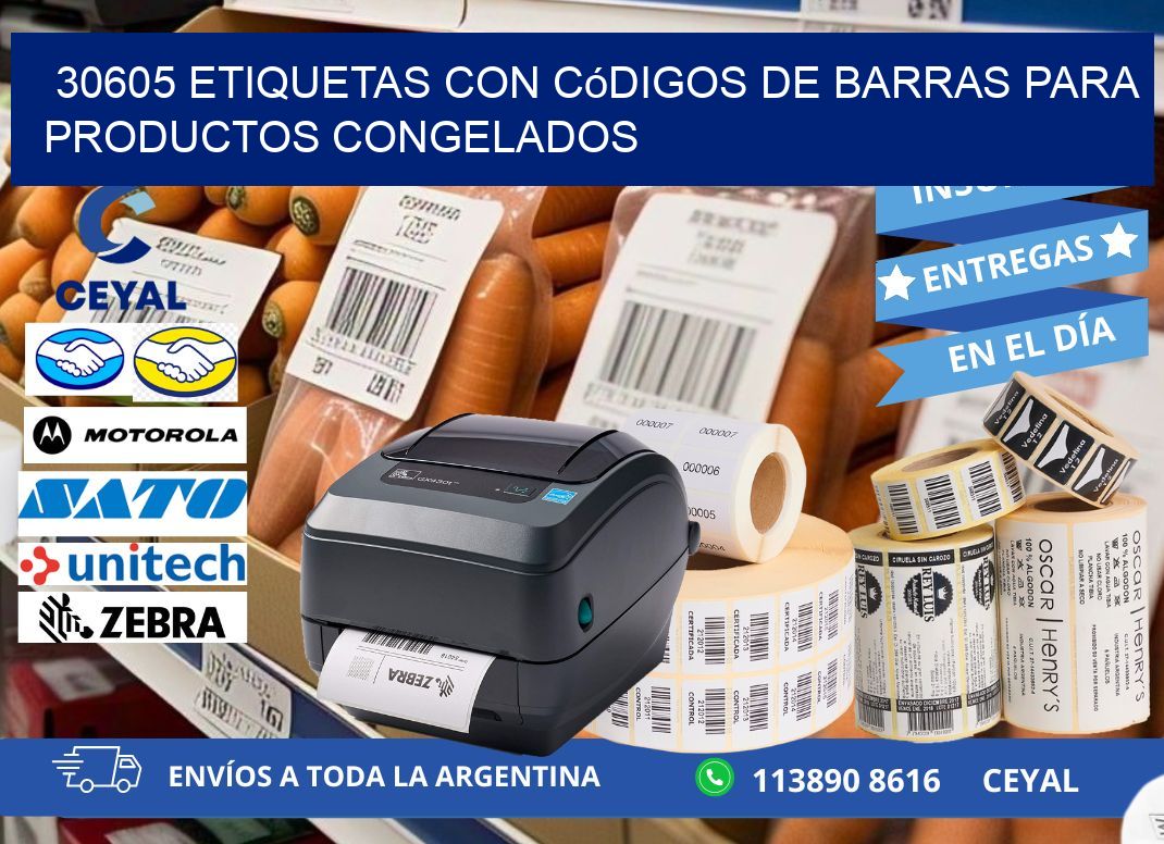 30605 Etiquetas con códigos de barras para productos congelados