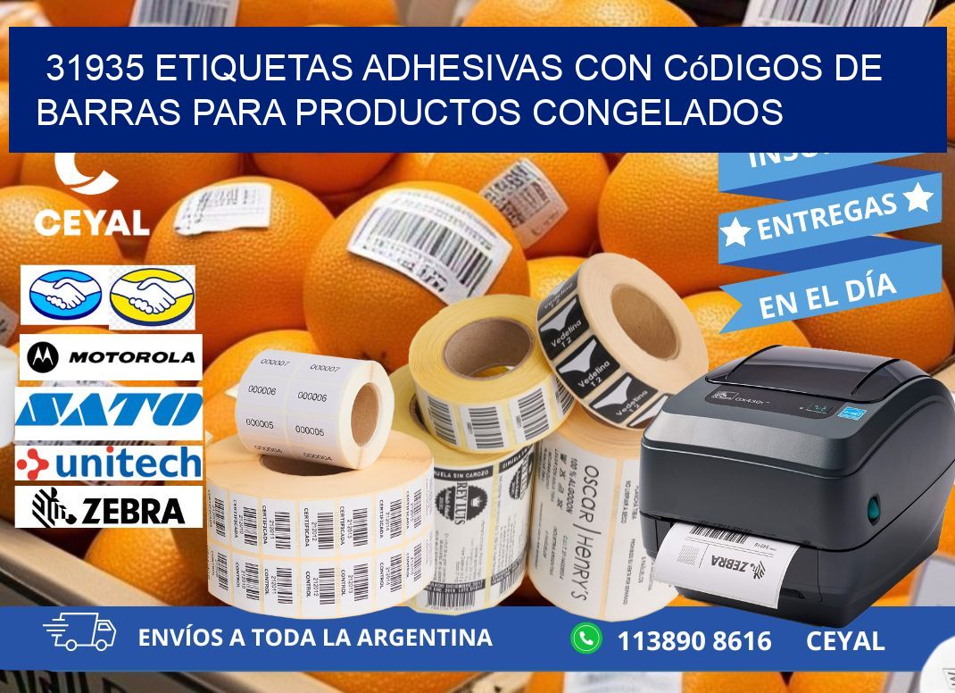 31935 Etiquetas adhesivas con códigos de barras para productos congelados