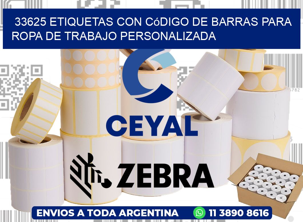 33625 Etiquetas con código de barras para ropa de trabajo personalizada
