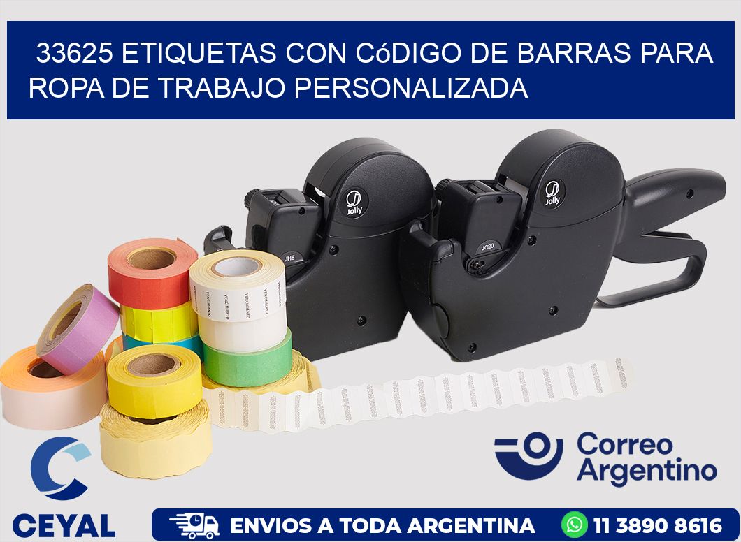 33625 Etiquetas con código de barras para ropa de trabajo personalizada