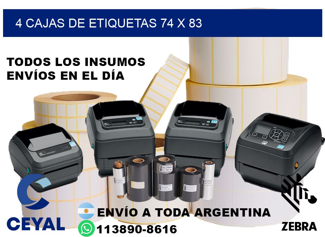 4 cajas de etiquetas 74 x 83