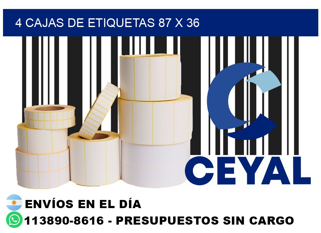 4 cajas de etiquetas 87 x 36