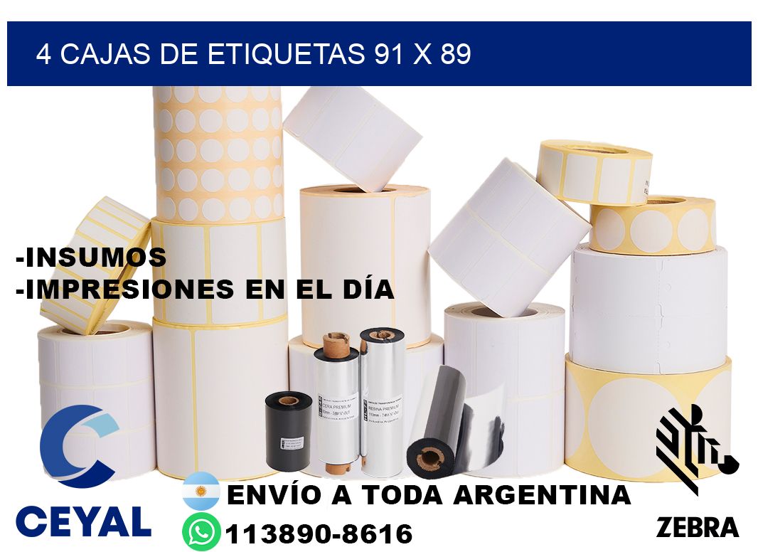 4 cajas de etiquetas 91 x 89