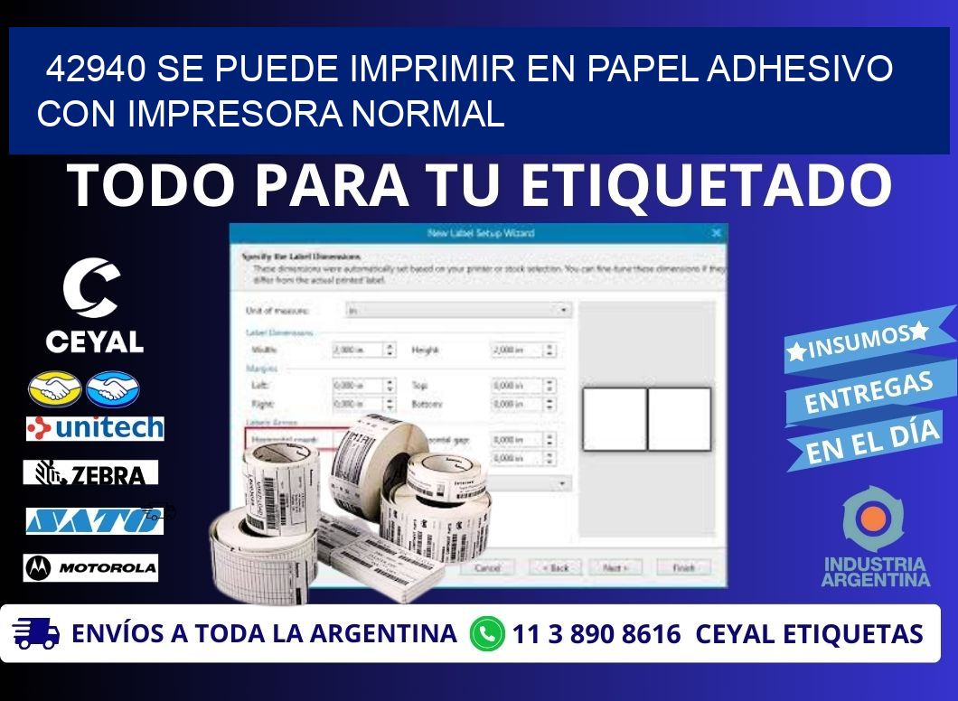 42940 Se puede imprimir en papel adhesivo con impresora normal