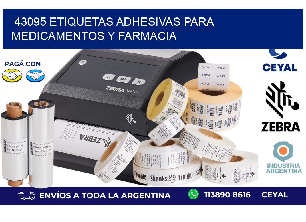 43095 Etiquetas adhesivas para medicamentos y farmacia
