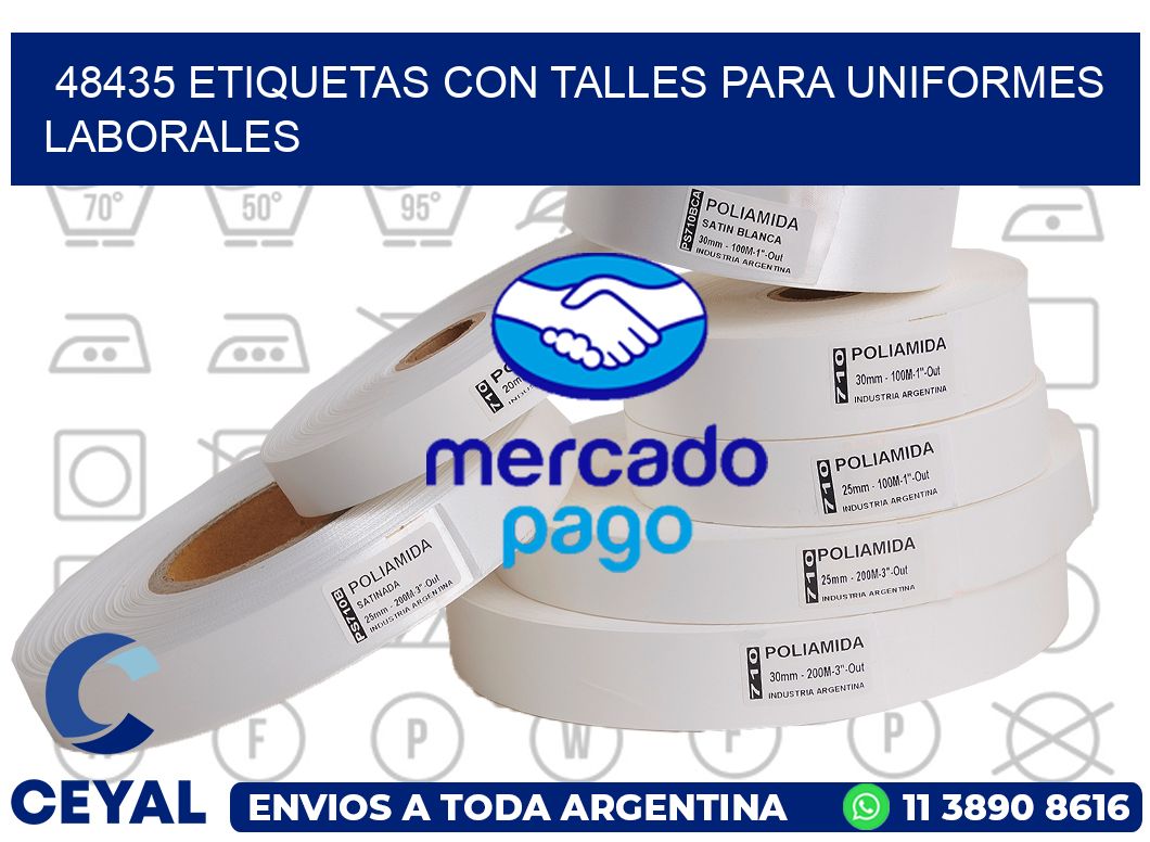 48435 etiquetas con talles para uniformes laborales