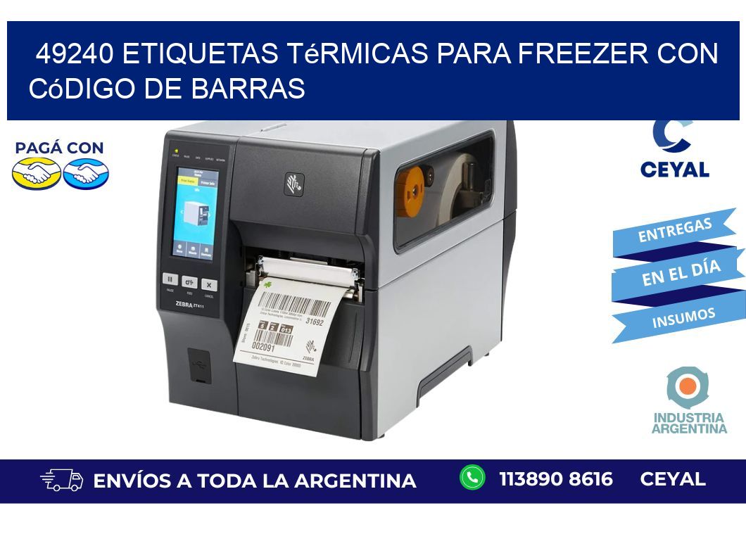 49240 etiquetas térmicas para freezer con código de barras