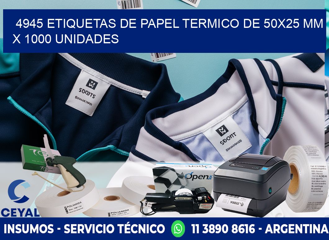 4945 Etiquetas De Papel Termico De 50x25 Mm X 1000 Unidades