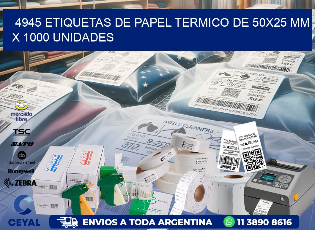 4945 Etiquetas De Papel Termico De 50x25 Mm X 1000 Unidades