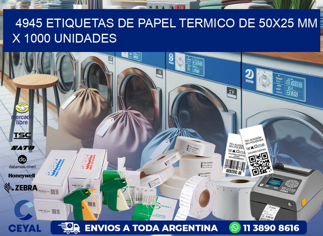 4945 Etiquetas De Papel Termico De 50×25 Mm X 1000 Unidades