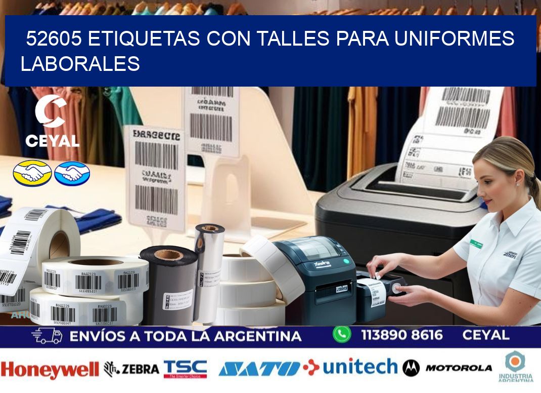 52605 etiquetas con talles para uniformes laborales