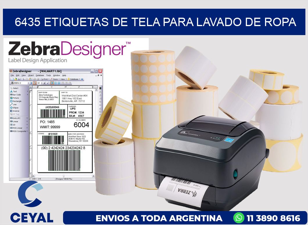6435 Etiquetas de tela para lavado de ropa