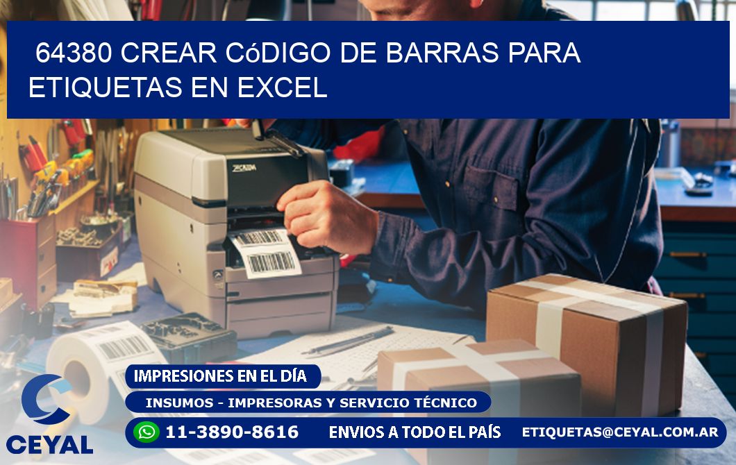 64380 Crear código de barras para etiquetas en Excel