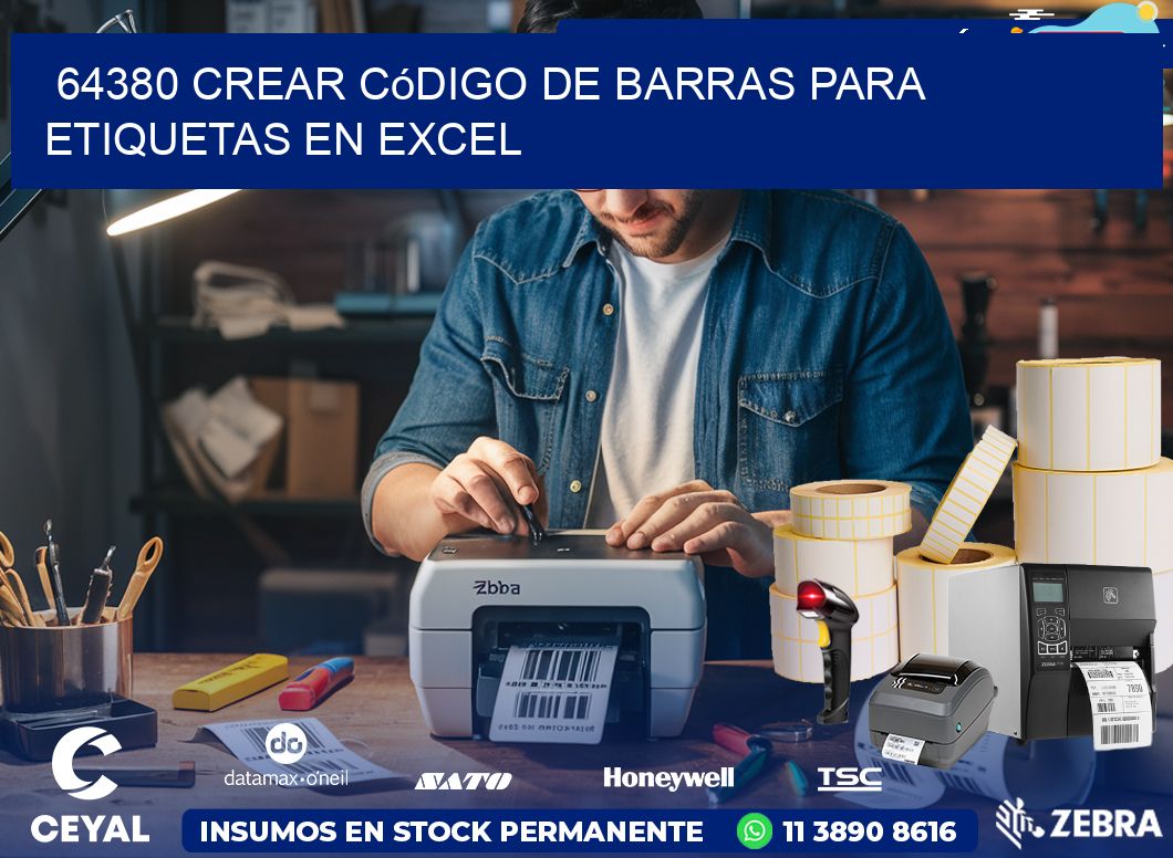 64380 Crear código de barras para etiquetas en Excel