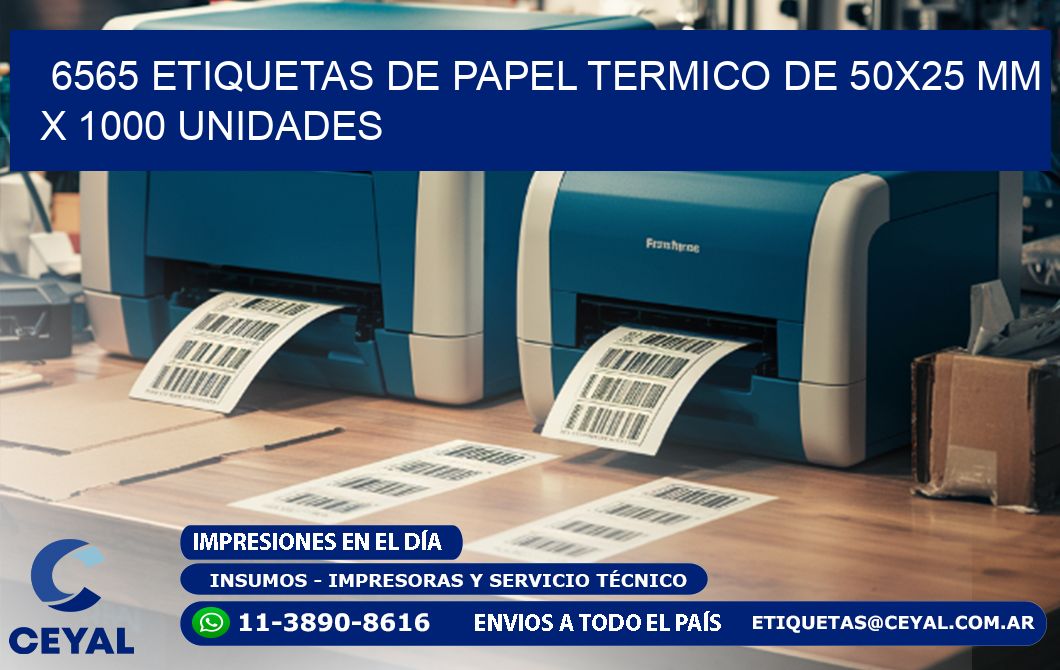6565 Etiquetas De Papel Termico De 50x25 Mm X 1000 Unidades