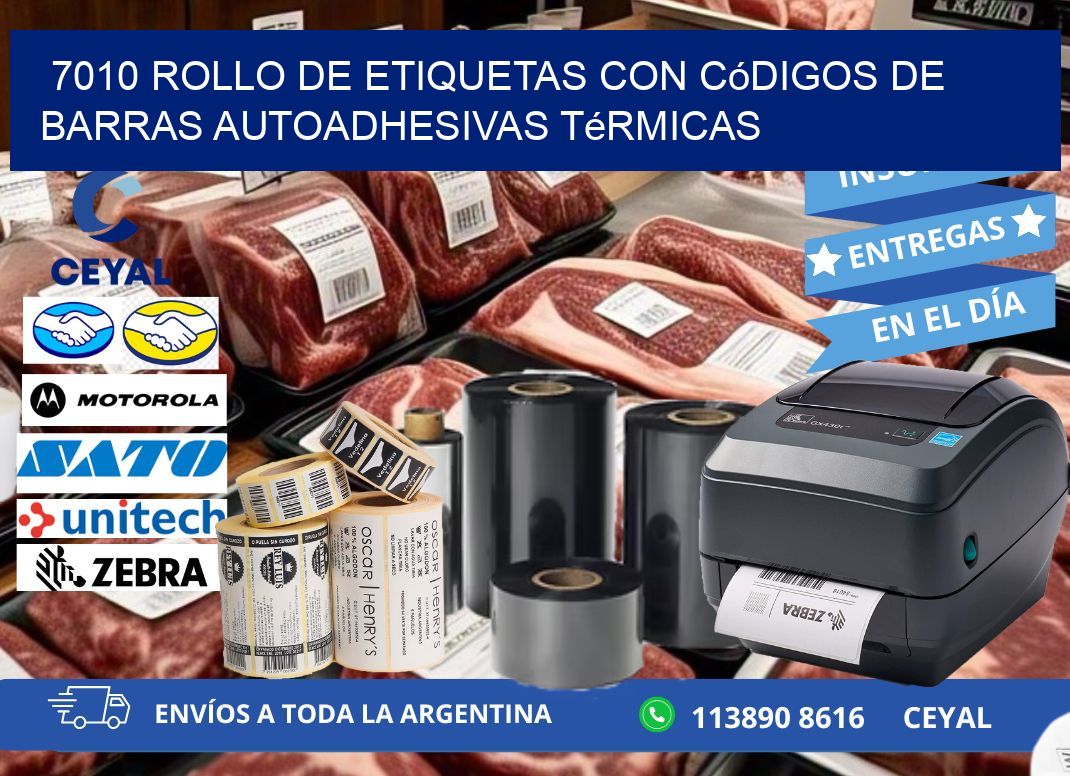 7010 Rollo de etiquetas con códigos de barras autoadhesivas térmicas