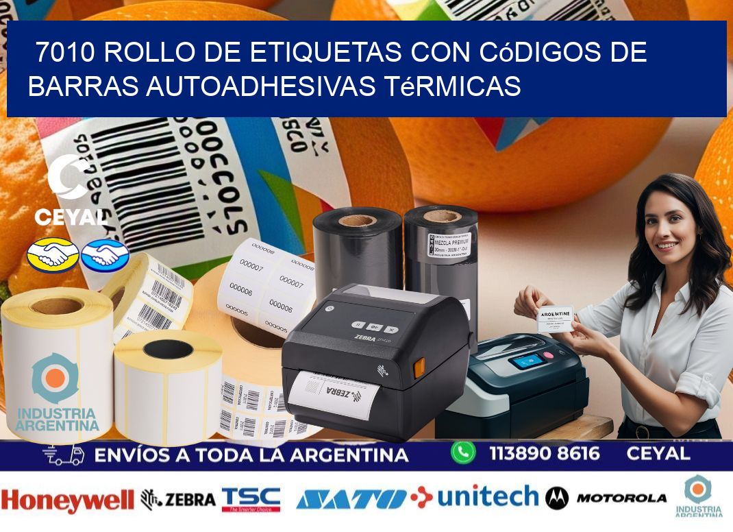 7010 Rollo de etiquetas con códigos de barras autoadhesivas térmicas