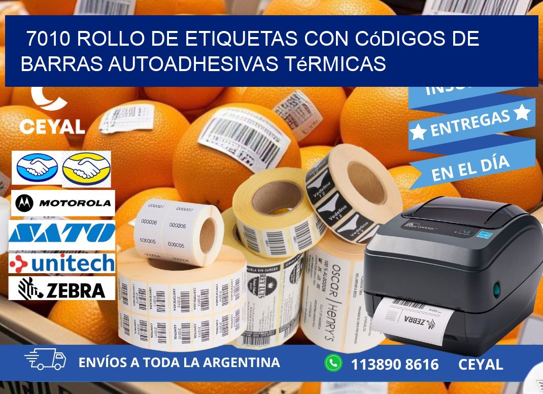 7010 Rollo de etiquetas con códigos de barras autoadhesivas térmicas