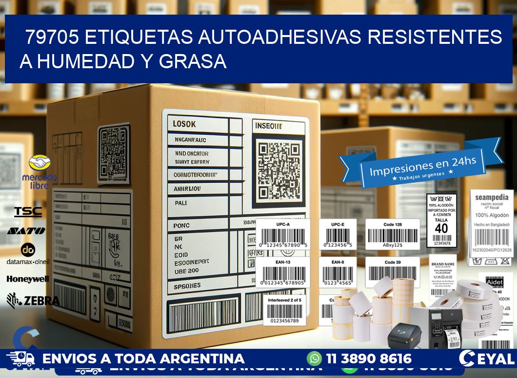 79705 etiquetas autoadhesivas resistentes a humedad y grasa