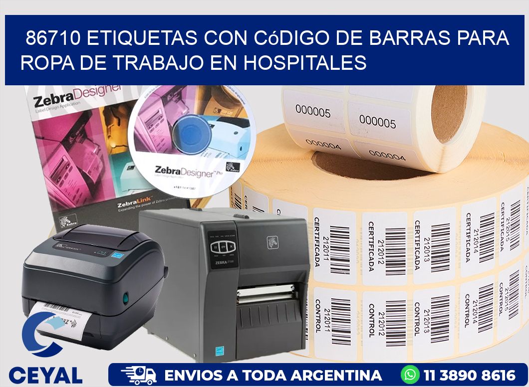 86710 Etiquetas con código de barras para ropa de trabajo en hospitales