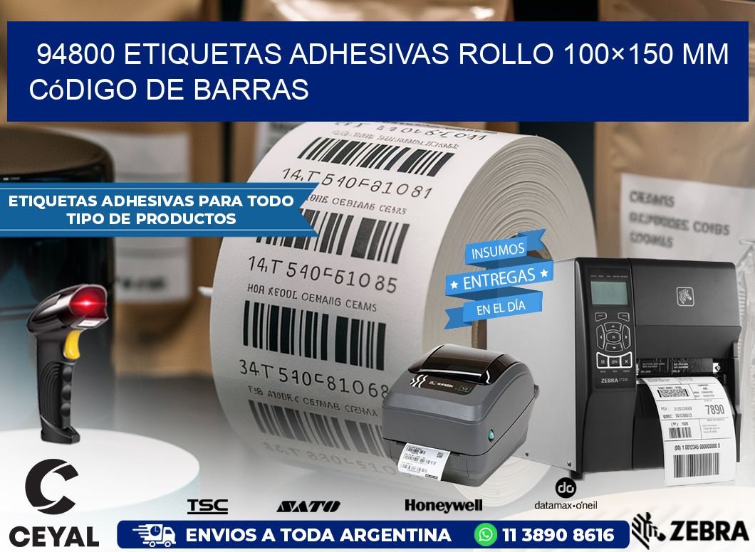 94800 etiquetas adhesivas rollo 100×150 mm código de barras