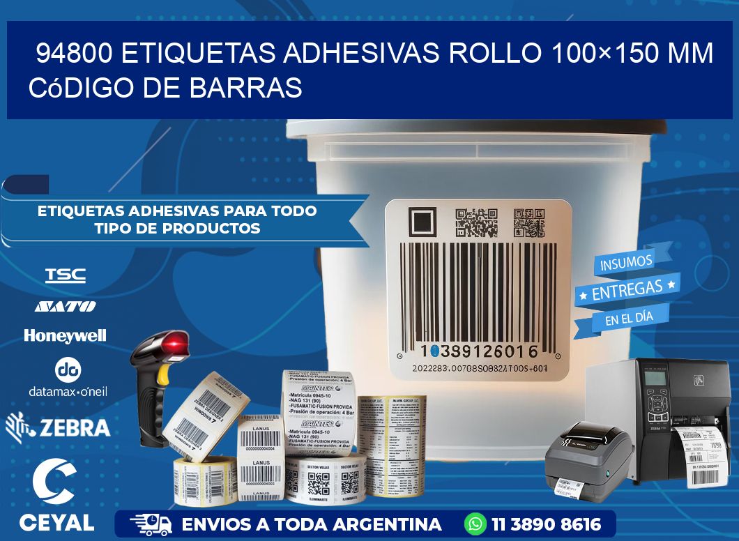 94800 etiquetas adhesivas rollo 100×150 mm código de barras